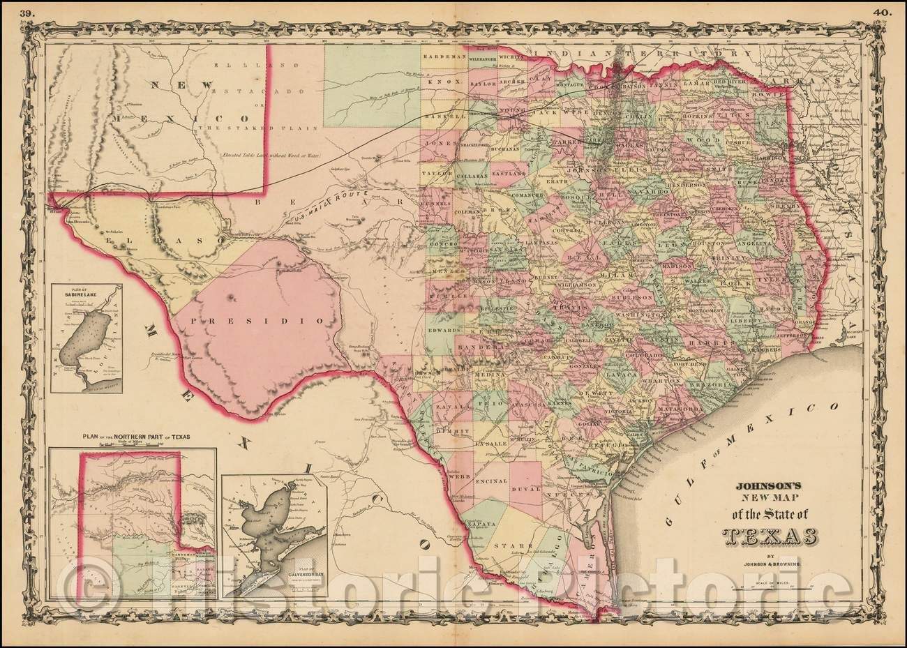 Historic Map - Johnson's New Map of the State of Texas, 1861, Alvin Jewett Johnson v3