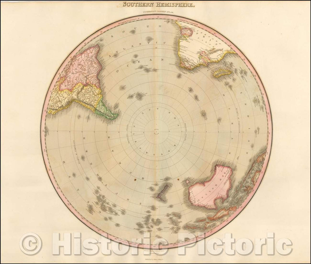 Historic Map - Southern Hemisphere, 1812, John Pinkerton v3