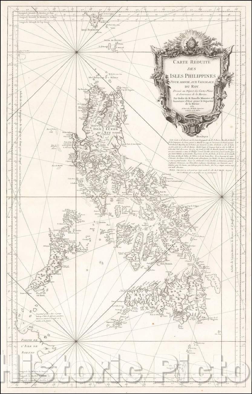 Historic Map - Carte Reduite des Isles Philippines Pour Servir Aux Vaisseaux du Roy Dress? au D?ost des Cartes Plans et Journaux de la Marine, 1752 v3