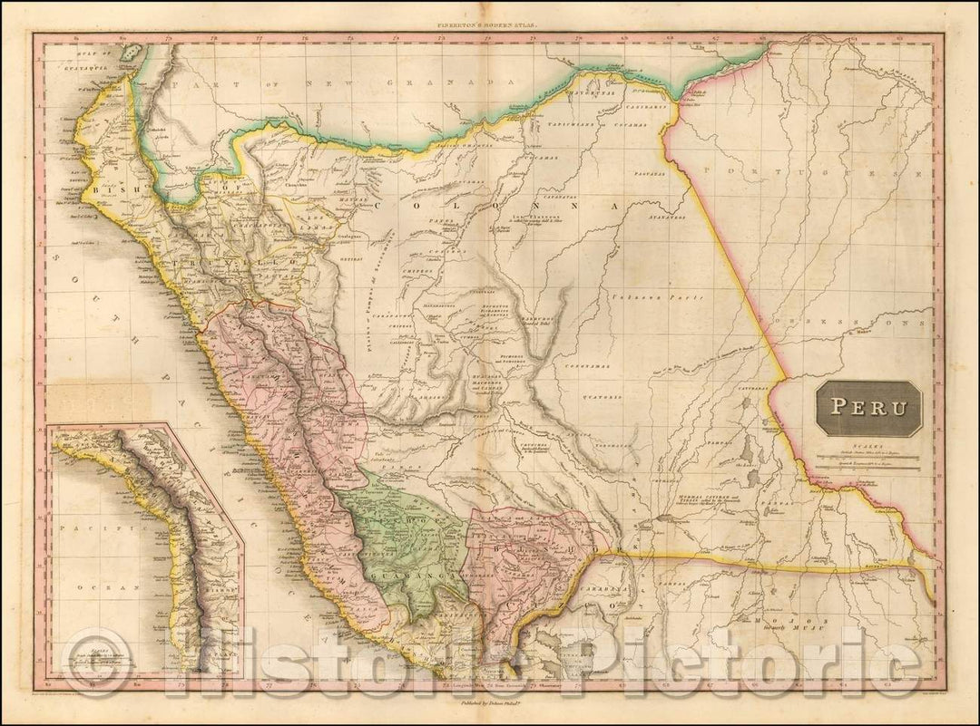 Historic Map - Peru, South America, 1812, John Pinkerton v2