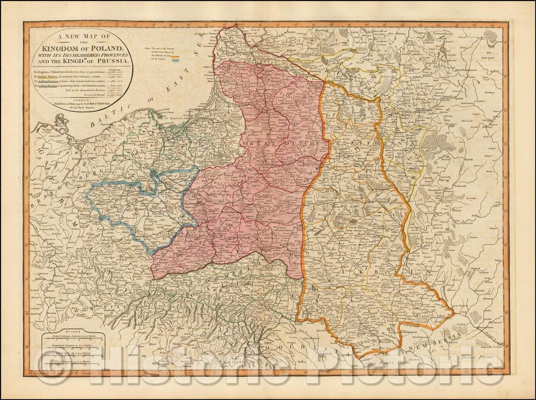 Historic Map - The Kingdom of Poland with its Dismembered Provinces and the Kingdm. Of Prussia, 1794, Laurie & Whittle v3