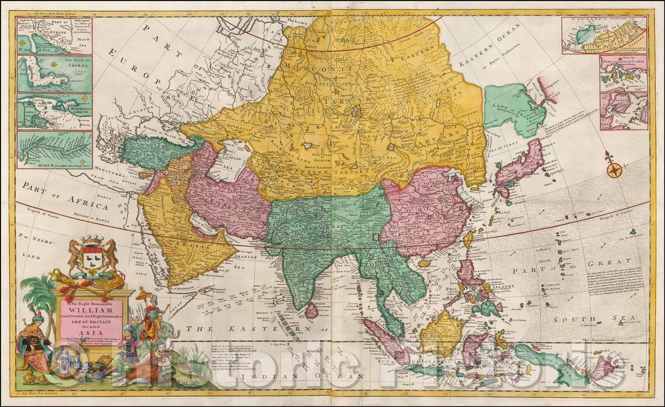 Historic Map - This Map of Asia according to ye Newest & Most Accurate Observations, 1730, Herman Moll v2