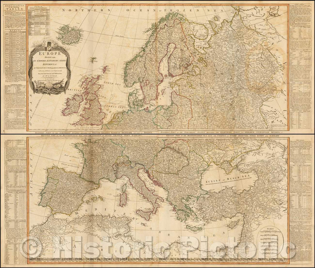 Historic Map - A New and Accurate Map of Europe. Divided into its Empires, Kingdoms, States and Republics &c, 1795, Robert Sayer - Vintage Wall Art