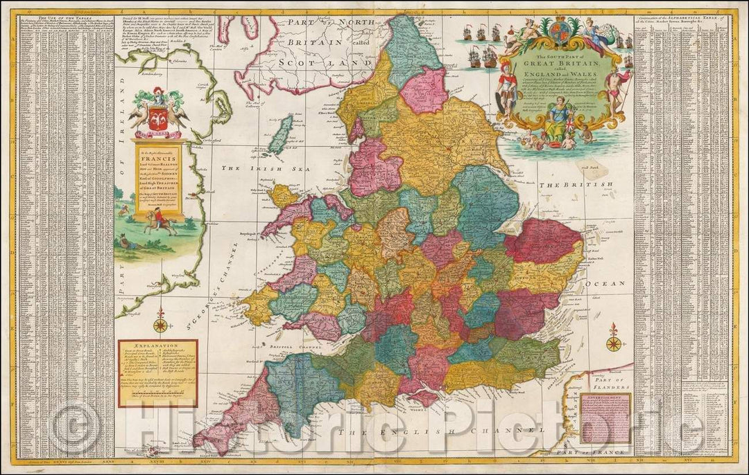 Historic Map - The South Part of Great Britain, called England and Wales, 1740, Herman Moll v1