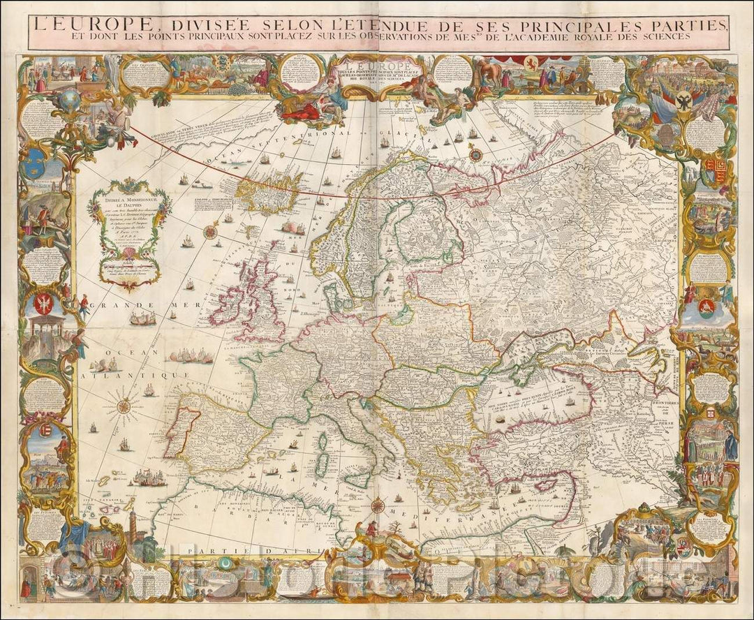 Historic Map - [Wall Map of Europe] L'Europe Divisee Selon L'Etendue De Ses Principales P/Louis XV period wall Map of Europe, 1772, Louis Charles Desnos - Vintage Wall Art