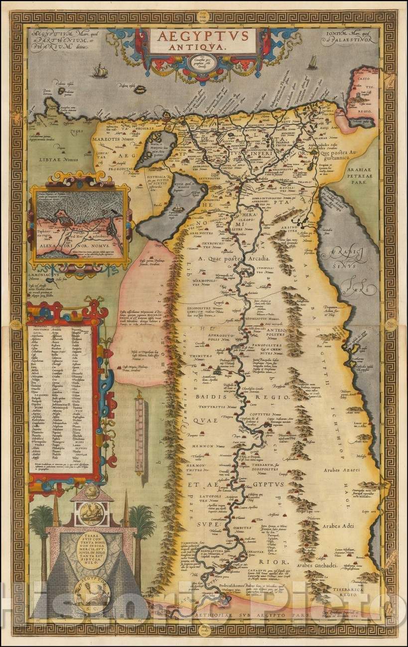 Historic Map - Aegyptus Antiqua/Ancient Egypt, 1584, Abraham Ortelius - Vintage Wall Art