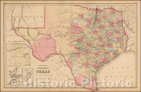 Historic Map - New Map of the State of Texas, 1857, Joseph Hutchins Colton v6