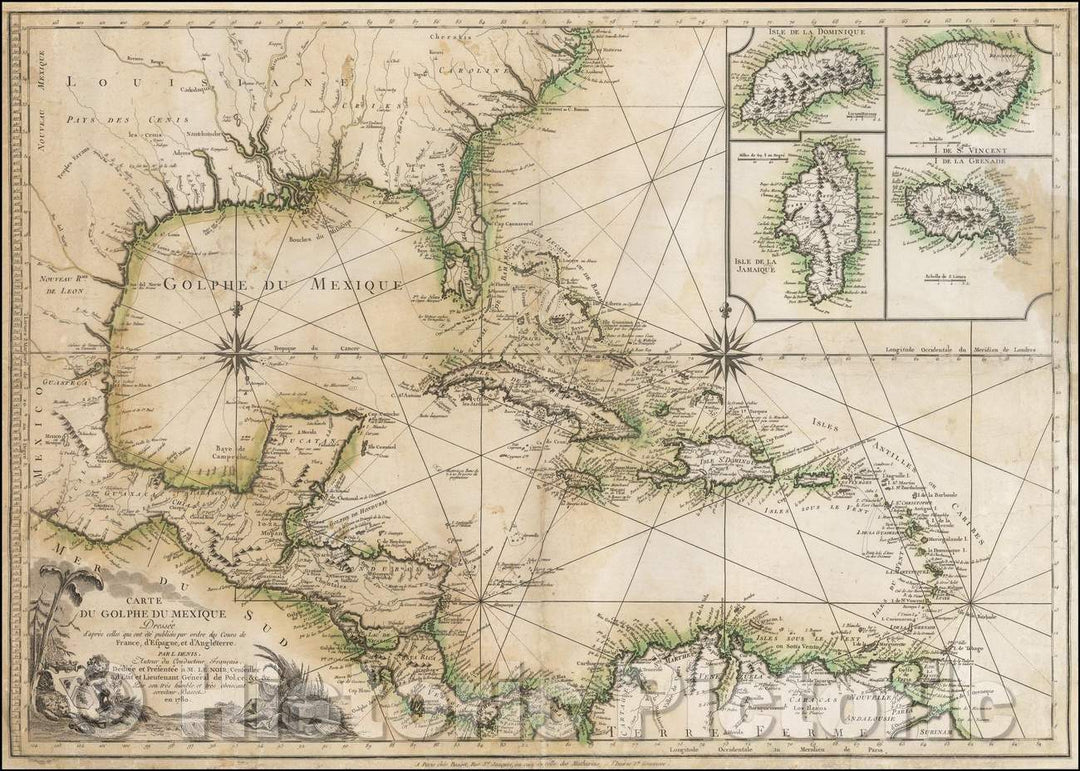 Historic Map - Carte Du Golphe Du Mexique Dressee d'apres celles qui ont ete publiees par ordre des Cours de France, d'Espagne et d'Angleterre, 1780 v2