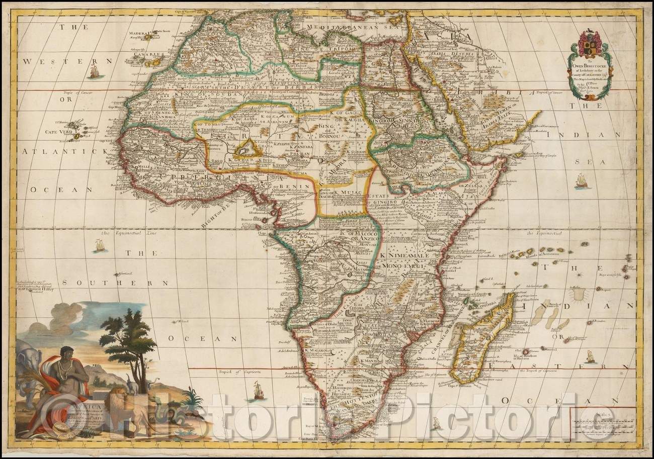 Historic Map - Africa Corrected from Observations of Mess. of ye Royal Societies, 1711, John Senex - Vintage Wall Art