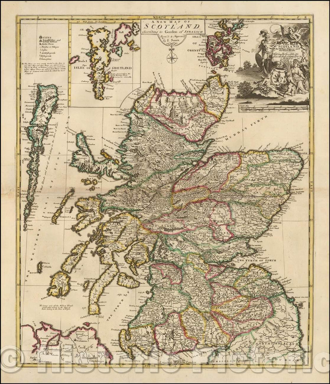 Historic Map - A New Mapp of Scotland According to Gordon of Straloch, 1721, John Senex v2