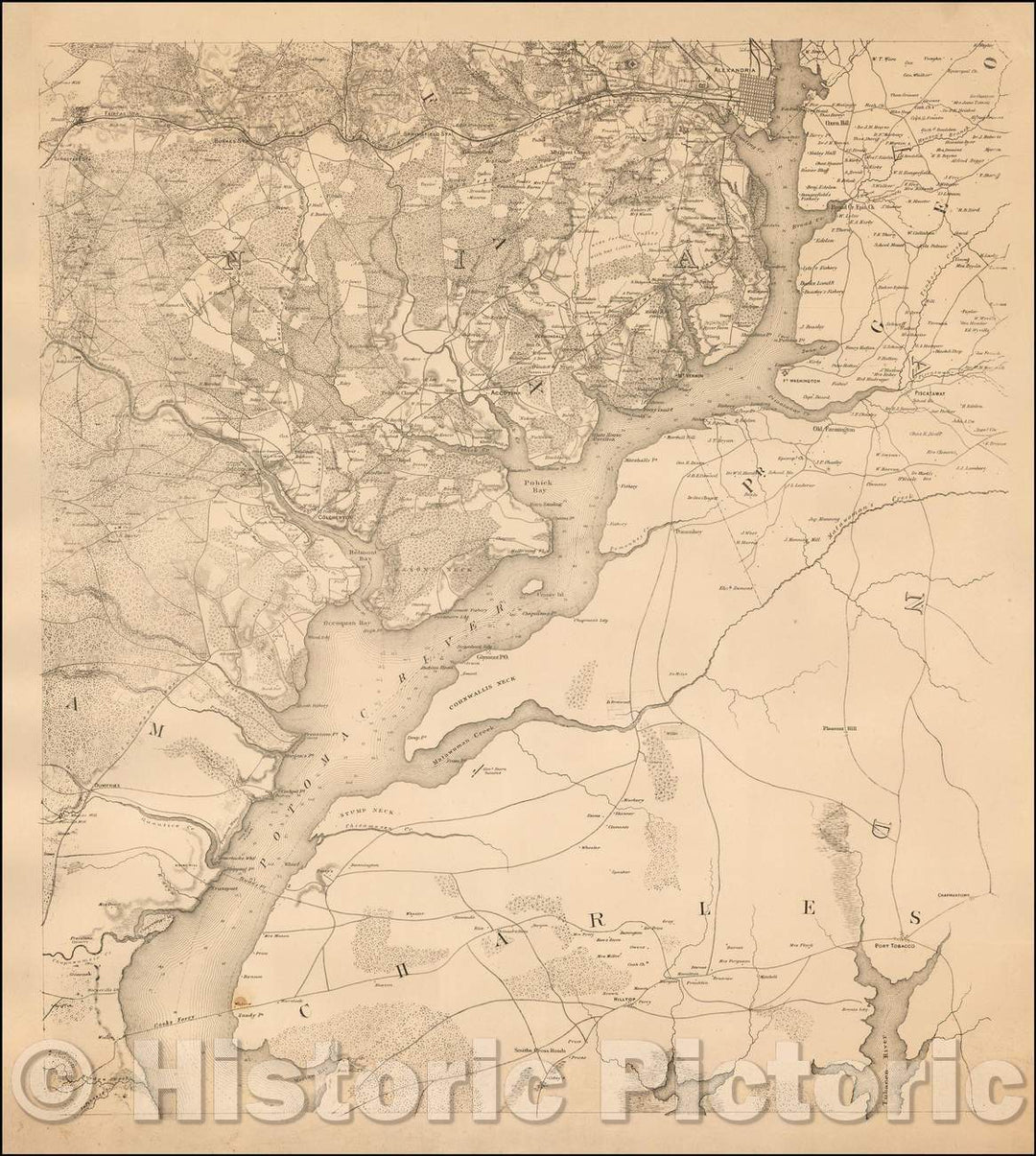 Historic Map - Lower Right Sheet, 1862, United States Bureau of Topographical Engineers - Vintage Wall Art