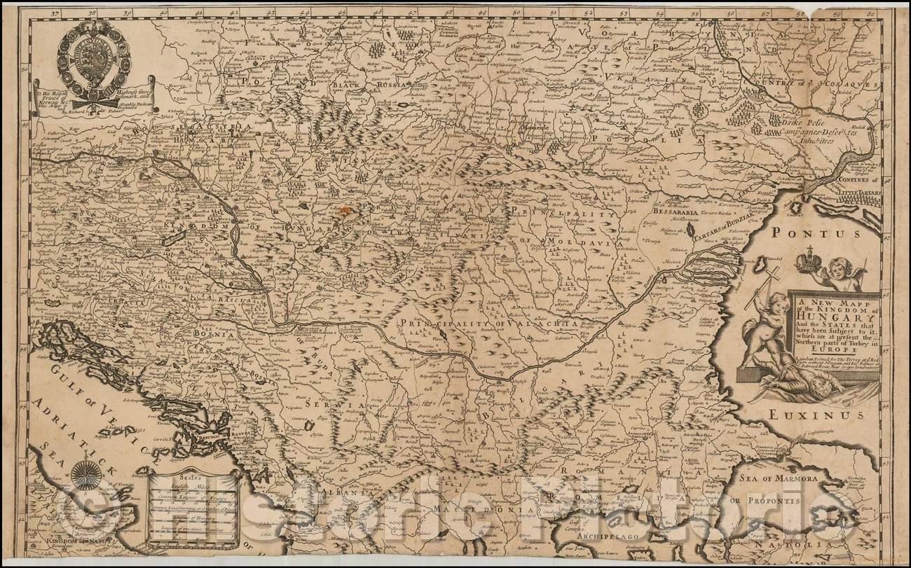 Historic Map - Kingdom of Hungary And the States that have been Subject to it, which are at present the Northern parts of Turkey in Europe, 1683 - Vintage Wall Art