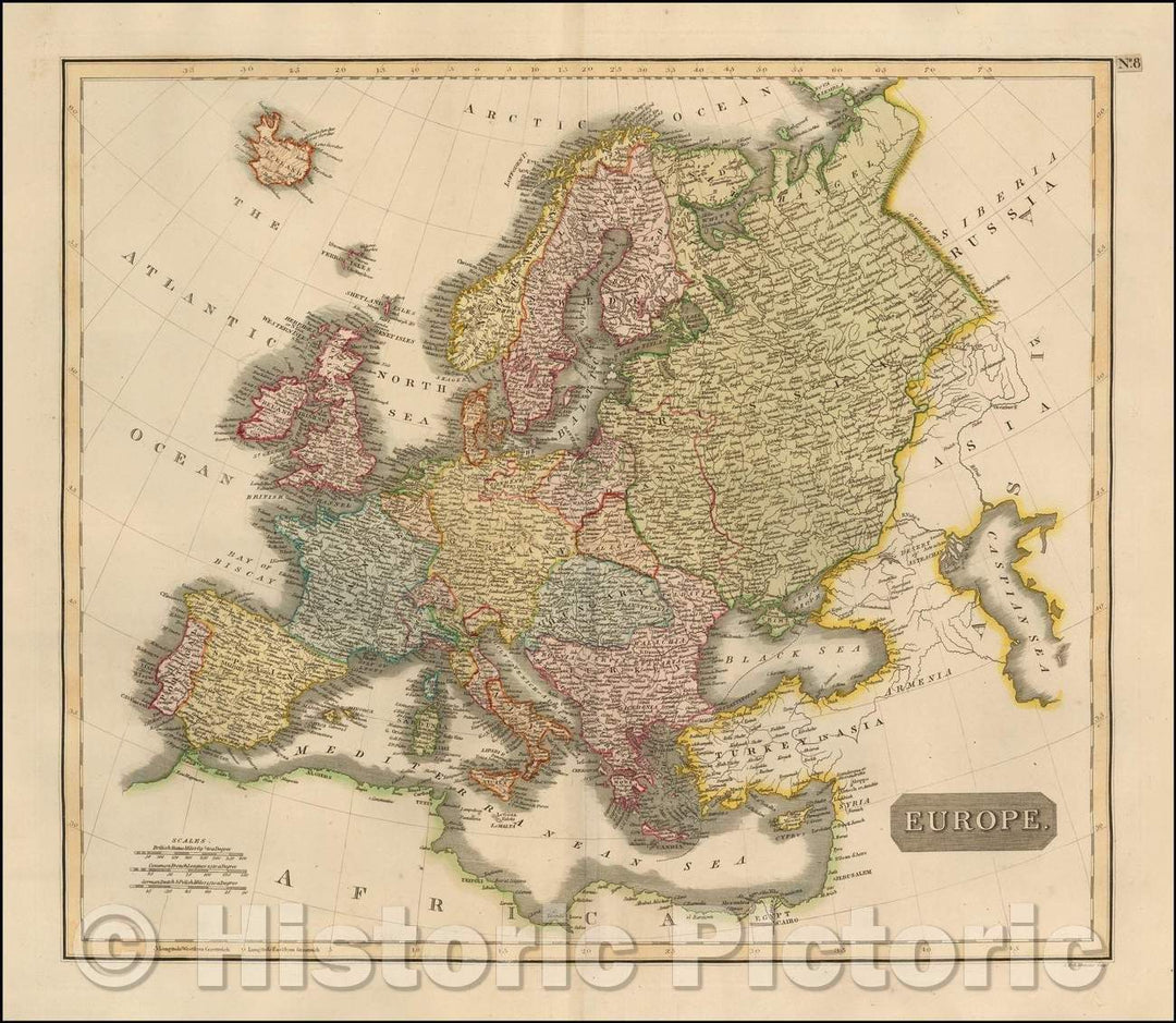 Historic Map - Europe, 1817, John Thomson - Vintage Wall Art