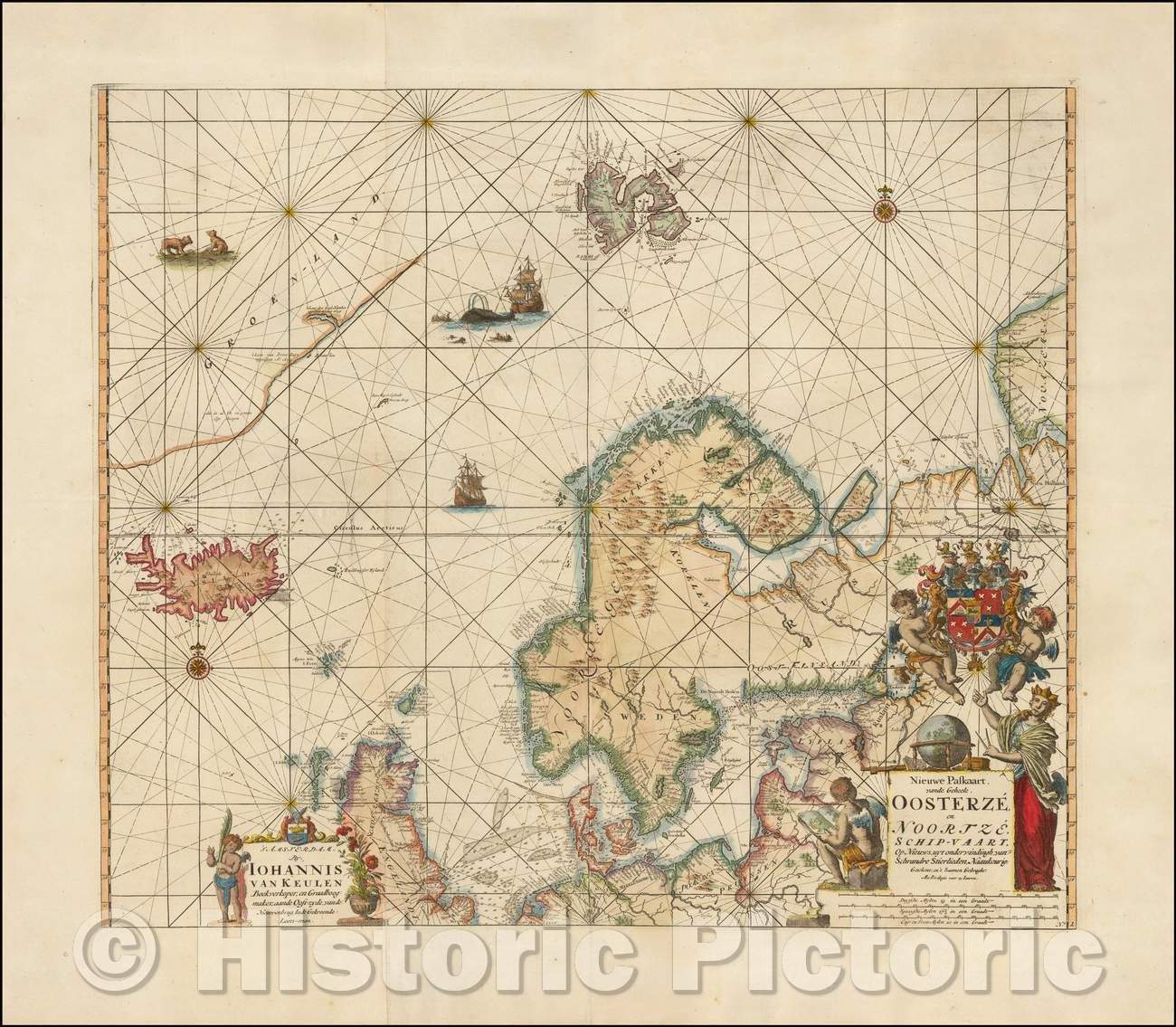 Historic Map - Nieuwe Paskaart vande Geheele Oosterze, en Noortze Schip-vaart :: Sea Chart of the North Atlantic, Scandinavia, Iceland and the Baltic Region, 1697 - Vintage Wall Art