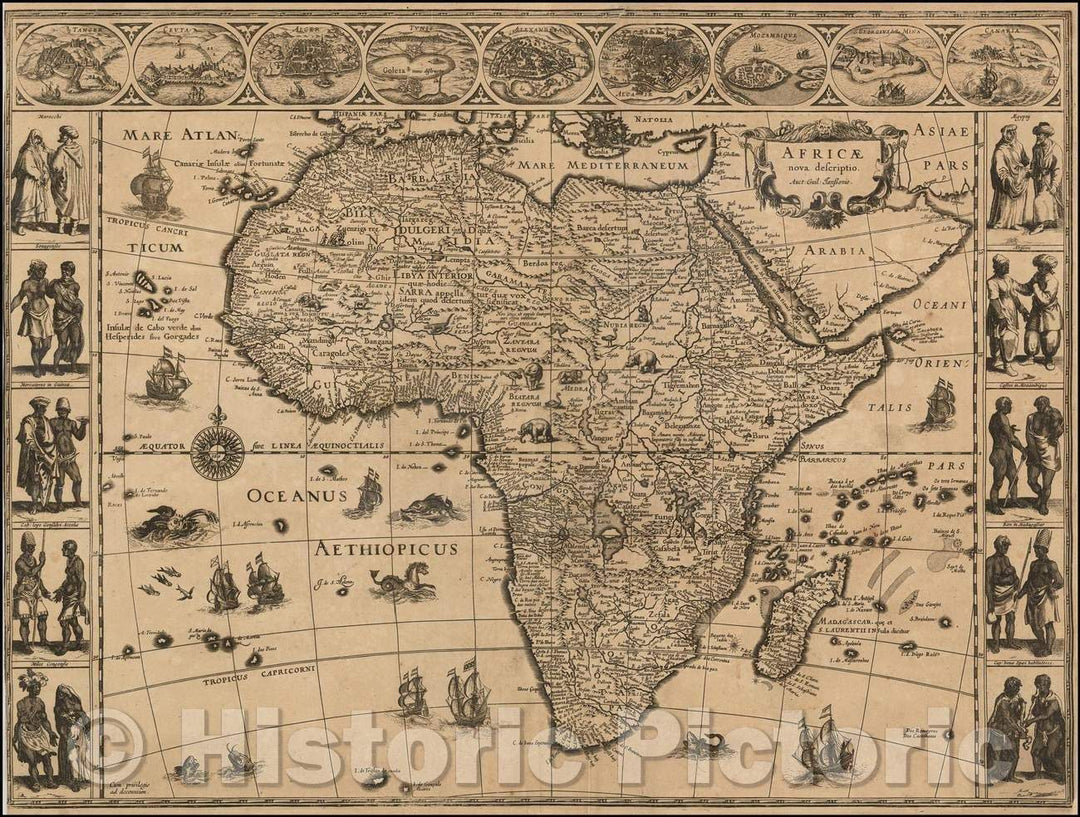 Historic Map - Africae nova descriptio, 1617, Willem Janszoon Blaeu - Vintage Wall Art