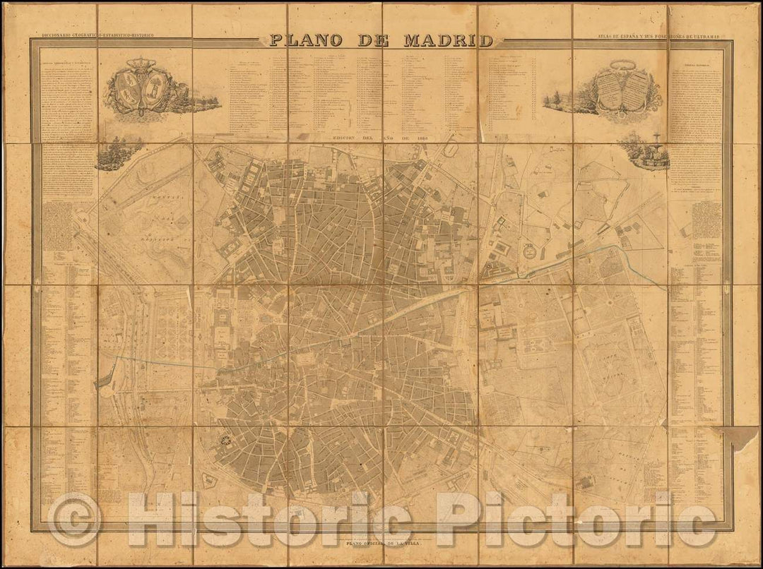 Historic Map - Plano de Madrid Edicion Del A? De 1848/Madrid plane of the Year Edition 1848, 1848, Francisco Coello - Vintage Wall Art