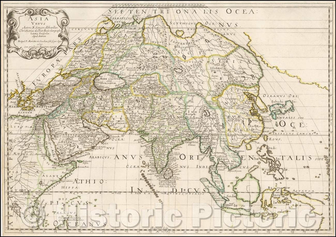 Historic Map - Asia Vetus. 1650/Old Asia 1650, 1650, Nicolas Sanson - Vintage Wall Art