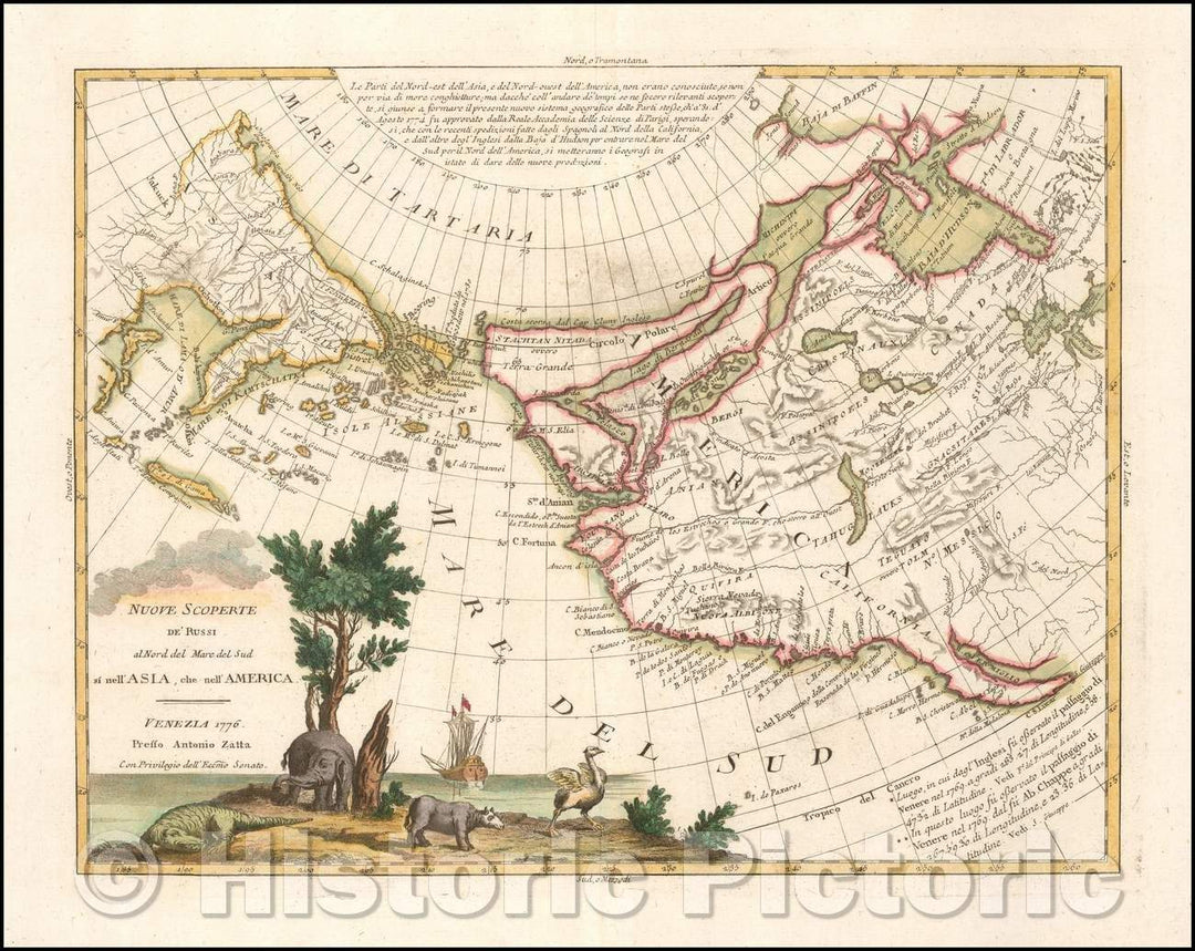 Historic Map - Nuove Scoperte de' Russi al Nord del Mare del Sud si nell'Asia, che nell'America, 1776, Antonio Zatta v7