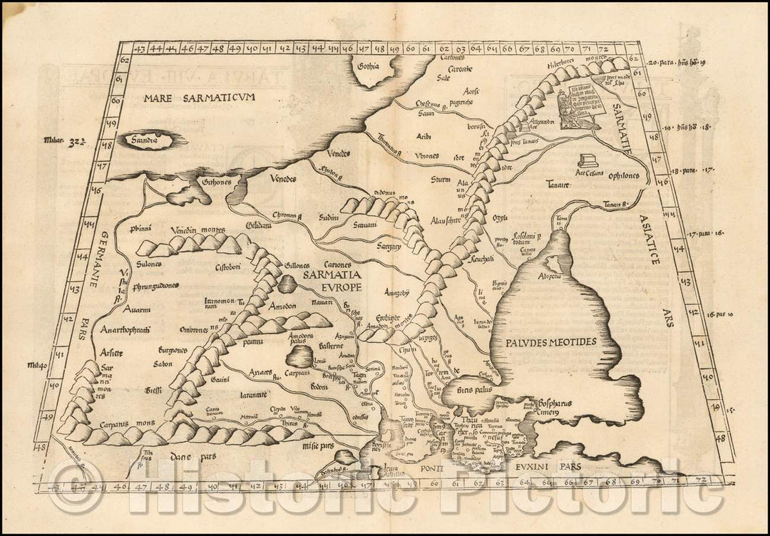 Historic Map - Baltic, Poland, Ukraine, Russia) Tabula VIII Europe (title on verso), 1525, Lorenz Fries - Vintage Wall Art