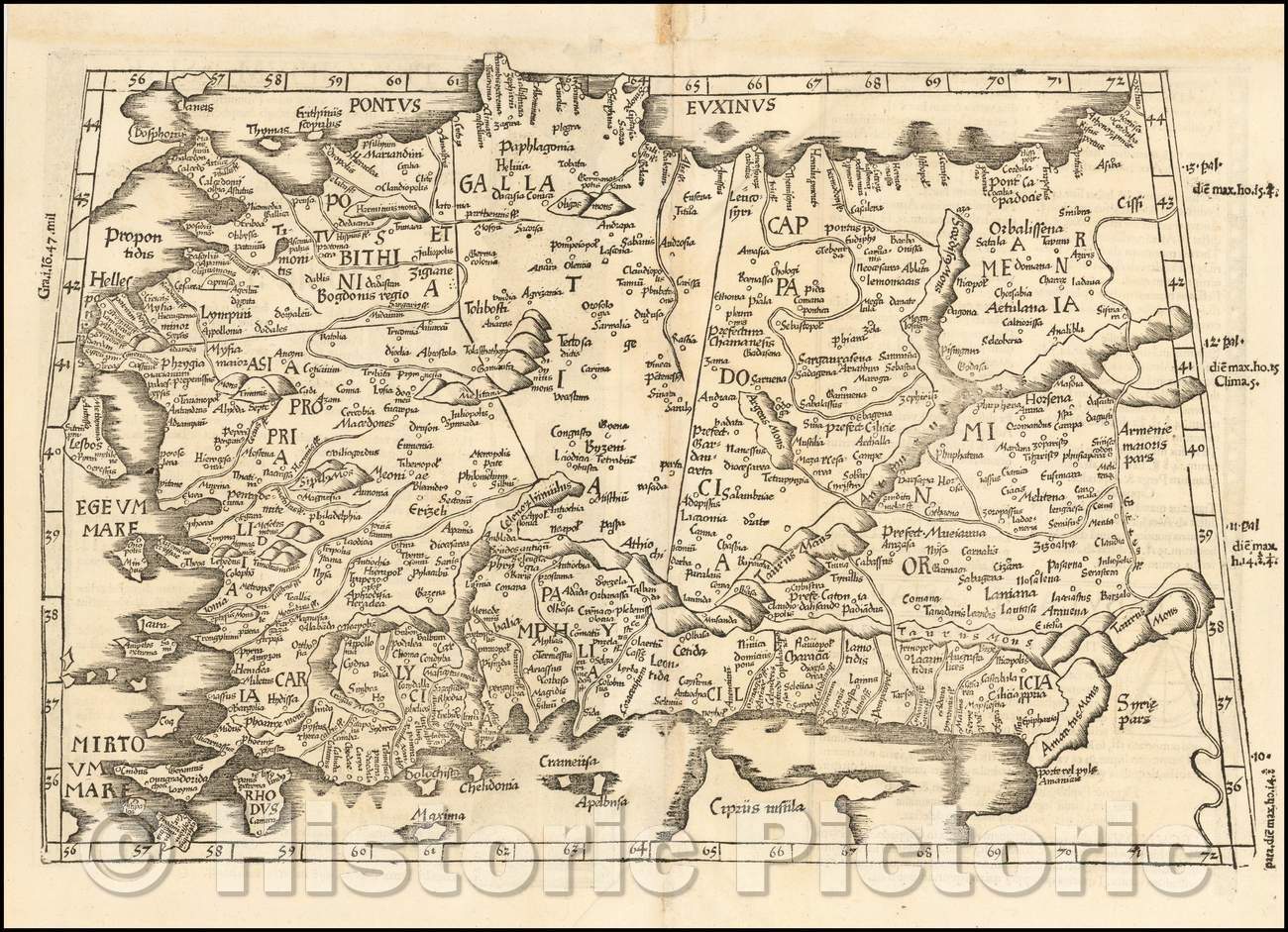 Historic Map - Asia Minor & Cyprus, 1525, Lorenz Fries - Vintage Wall Art