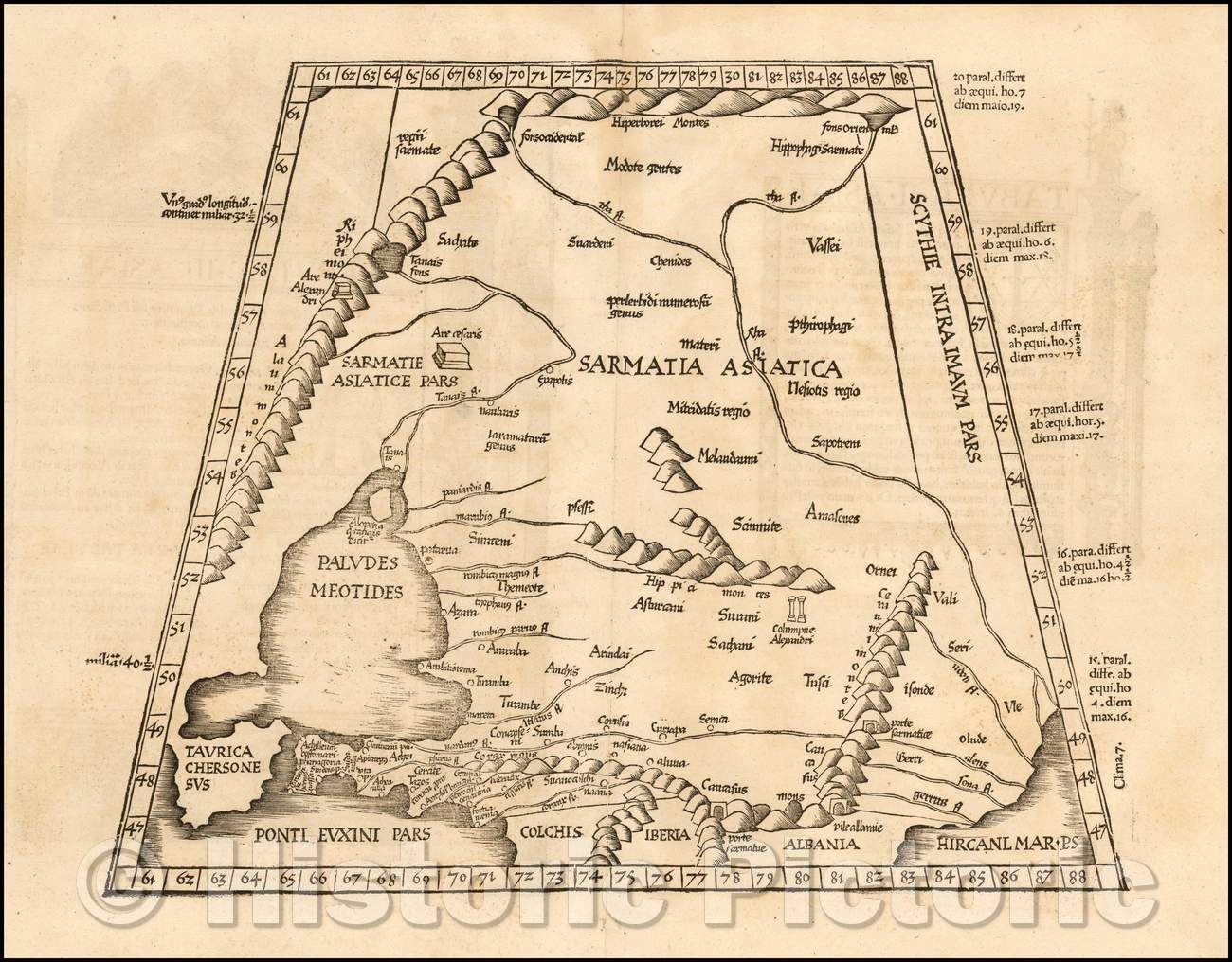 Historic Map - Ukraine, Poland, Russia, Georgia, Armenia/Tabula II Asiae, 1525, Lorenz Fries - Vintage Wall Art