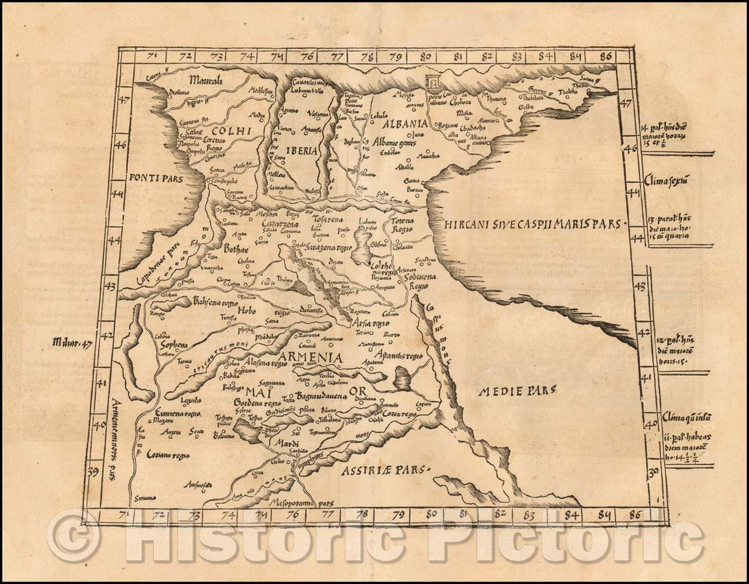 Historic Map - Armenia and Caspian Region] Tabula III Asiae, 1522, Lorenz Fries - Vintage Wall Art