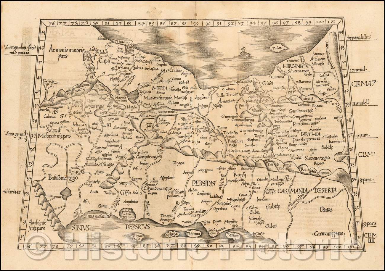 Historic Map - Persia, 1525, Lorenz Fries - Vintage Wall Art