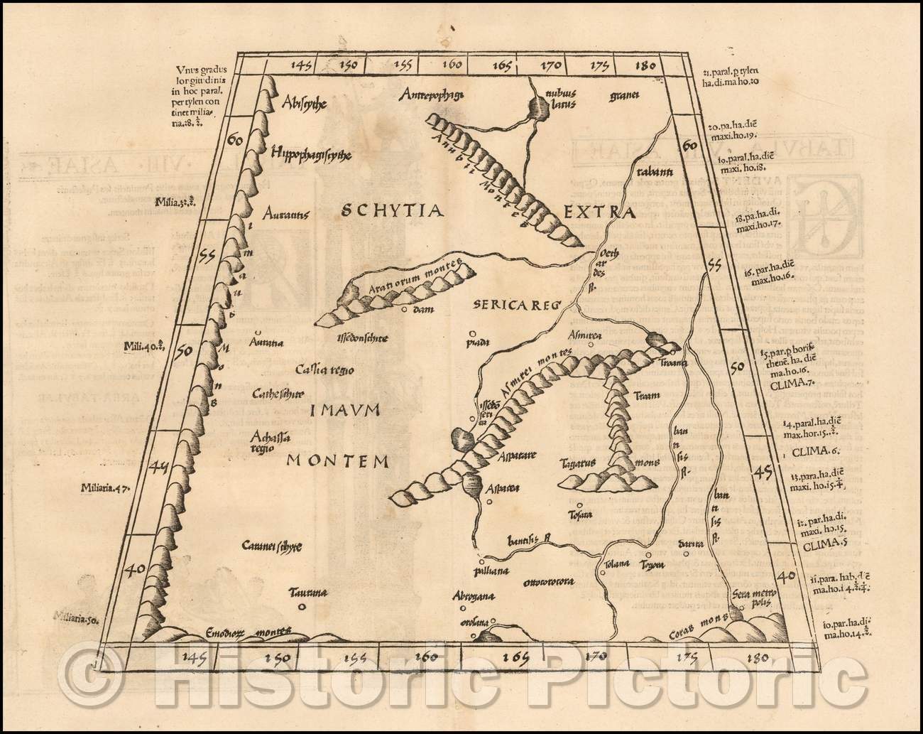 Historic Map - Tabula VIII Asiae Central Asia, 1525, Lorenz Fries - Vintage Wall Art