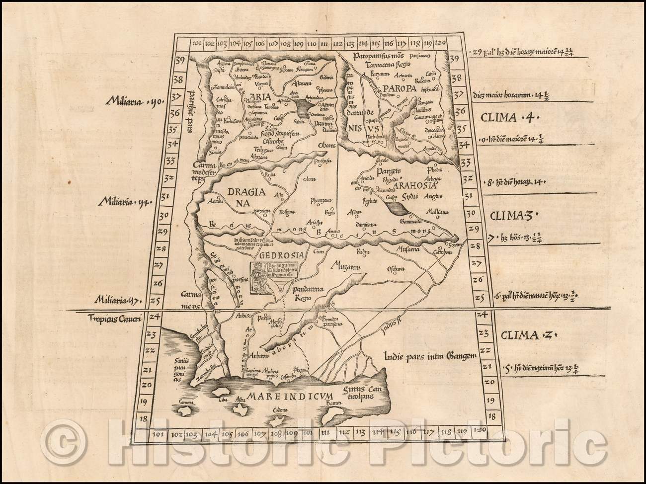 Historic Map - Tabula IX Asiae Pakistan & India, 1535, Lorenz Fries v2