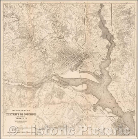 Historic Map - Topographical Map of the District of Columbia and a Portion of Virginia, 1884, United States GPO - Vintage Wall Art