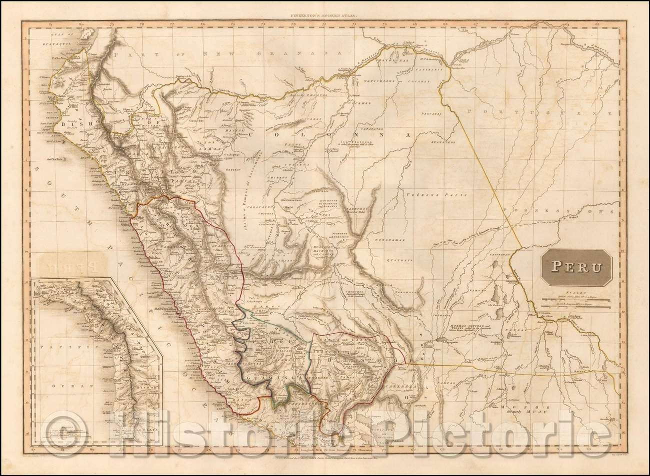 Historic Map - Peru, South America, 1812, John Pinkerton v3