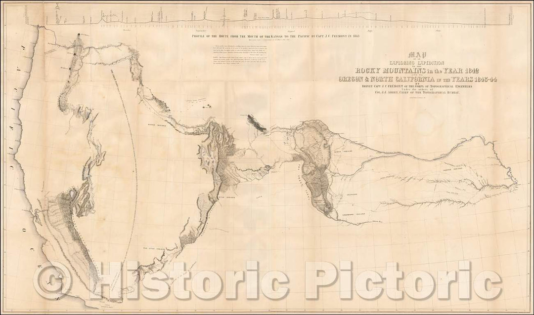 Historic Map - Map of an Exploring Expedition To The Rocky Mountains in the Years 1842 and to Oregon & North California in the Years 1843-44, 1845 v5