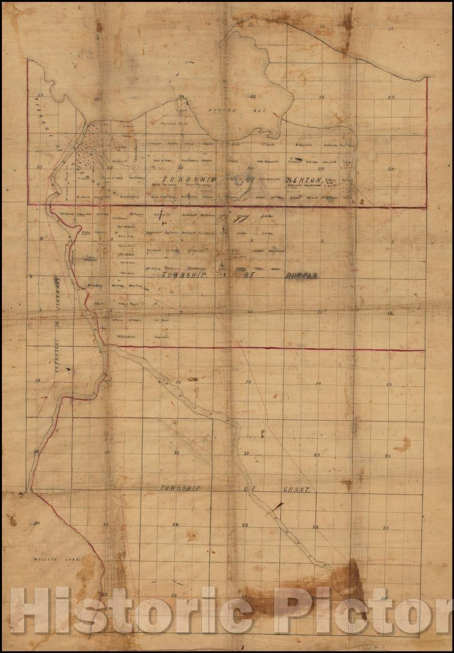 Historic Map - Northern Michican - Cheboygan to Mullet Lake, 1865, Anonymous - Vintage Wall Art