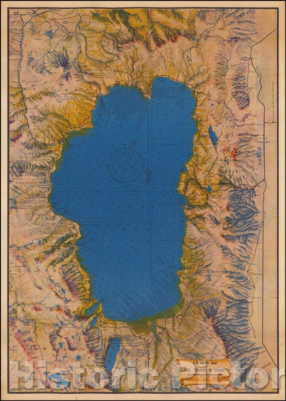 Historic Map - E.R. Smith Map of Lake Tahoe & Vicinity, 1947, E. R. Smith v4