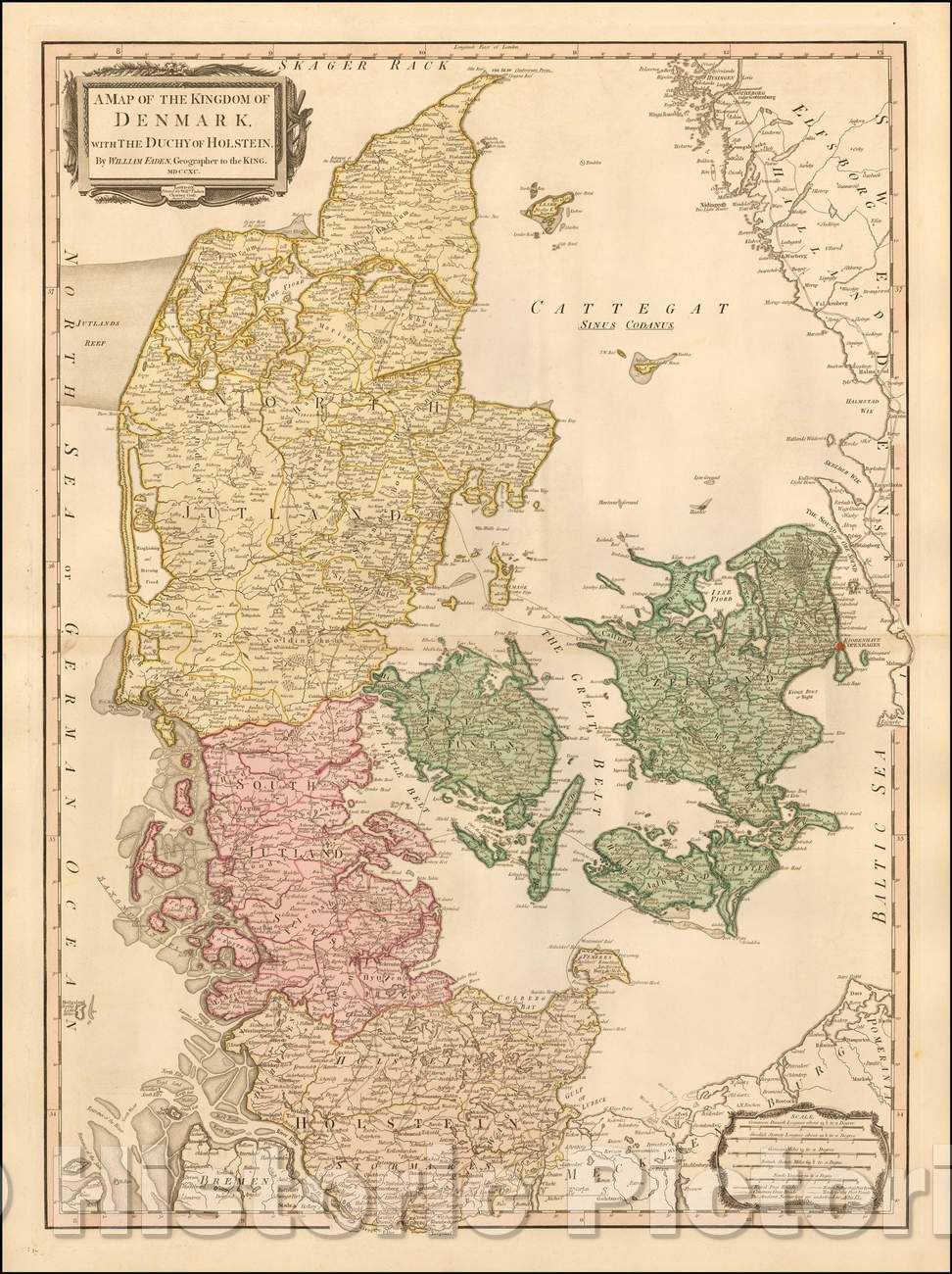 Historic Map - Kingdom of Denmark with The Duchy of Holstein, 1790, William Faden v2