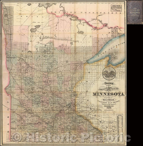 Historic Map - Cram's New Sectional Map of the State of Minnesota, 1878, George F. Cram - Vintage Wall Art