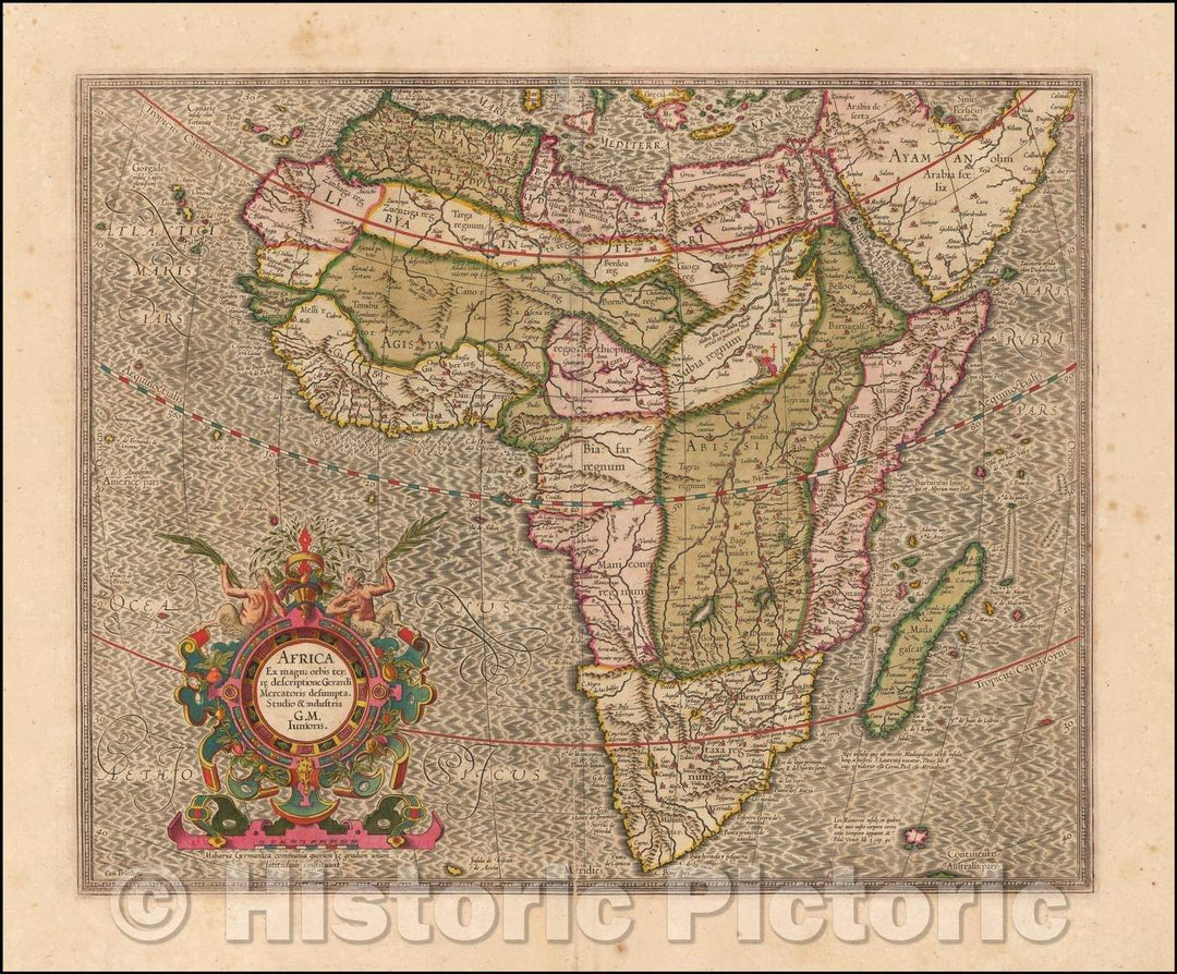 Historic Map - Africa Ex magna orbis terre descriptione Gerardi Mercatoris desumpta Studio & insustrai, 1619, Gerard Mercator - Vintage Wall Art