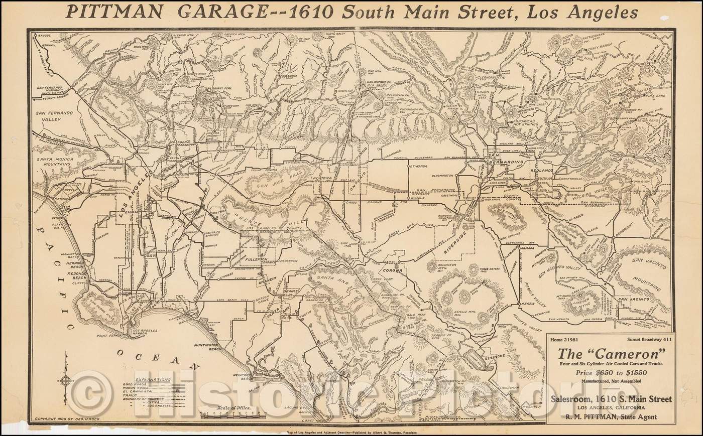 Historic Map - Map of Los Angeles and Adjacent Counties, 1909, George H. Rock v5