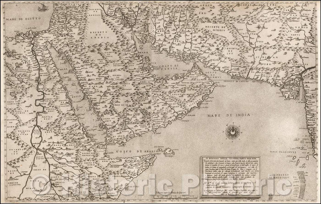 Historic Map - Il Disegno Della Seconda Parte Dell' Asia, 1561, Giacomo Gastaldi - Vintage Wall Art