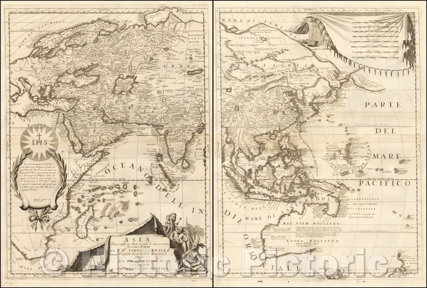 Historic Map - Asia Divisa nelle sue Parti secondo lo stato presente, 1690, Vincenzo Maria Coronelli - Vintage Wall Art