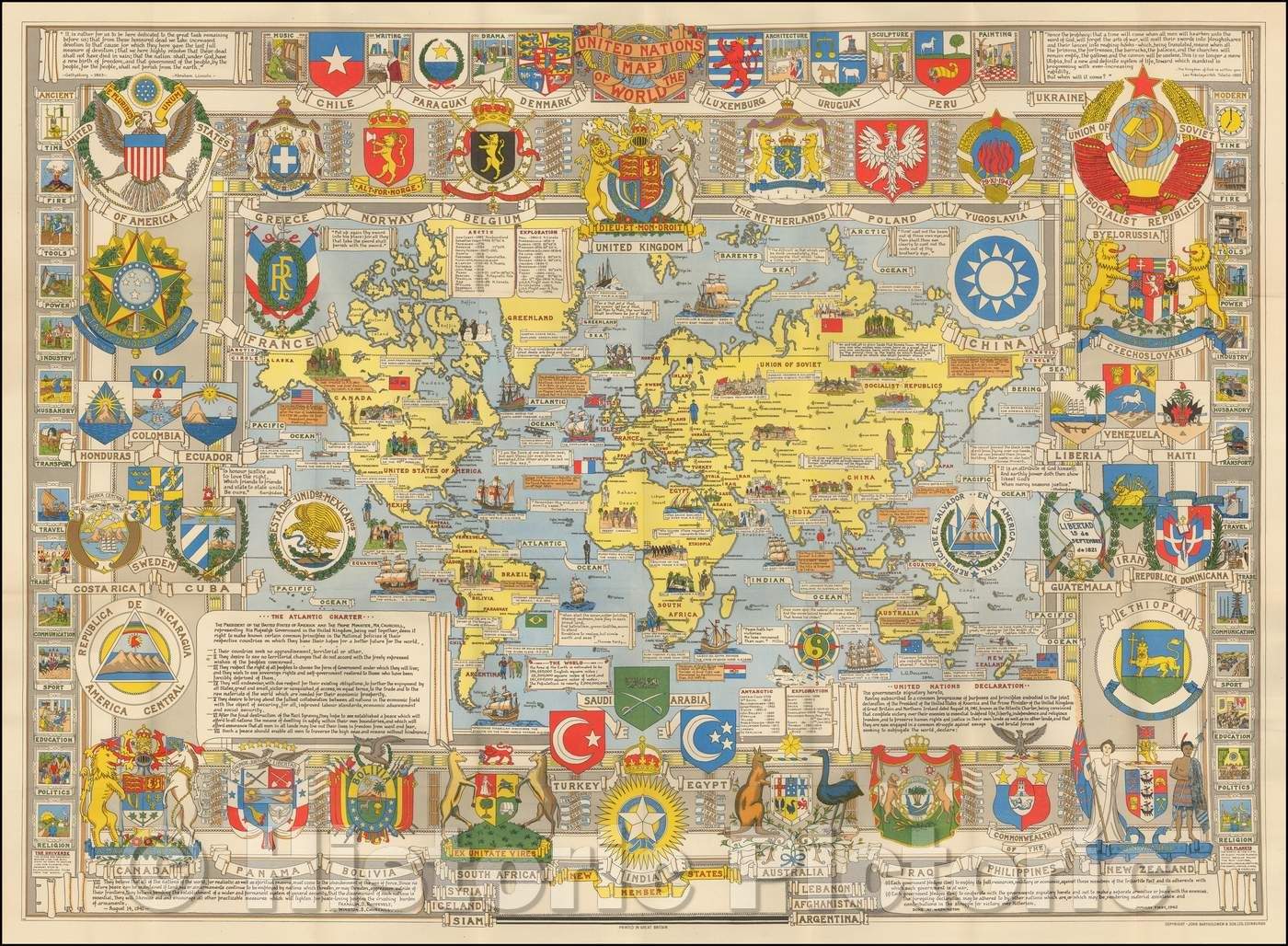 Historic Map - United Nations Map of the World, 1947, John Bartholomew v1