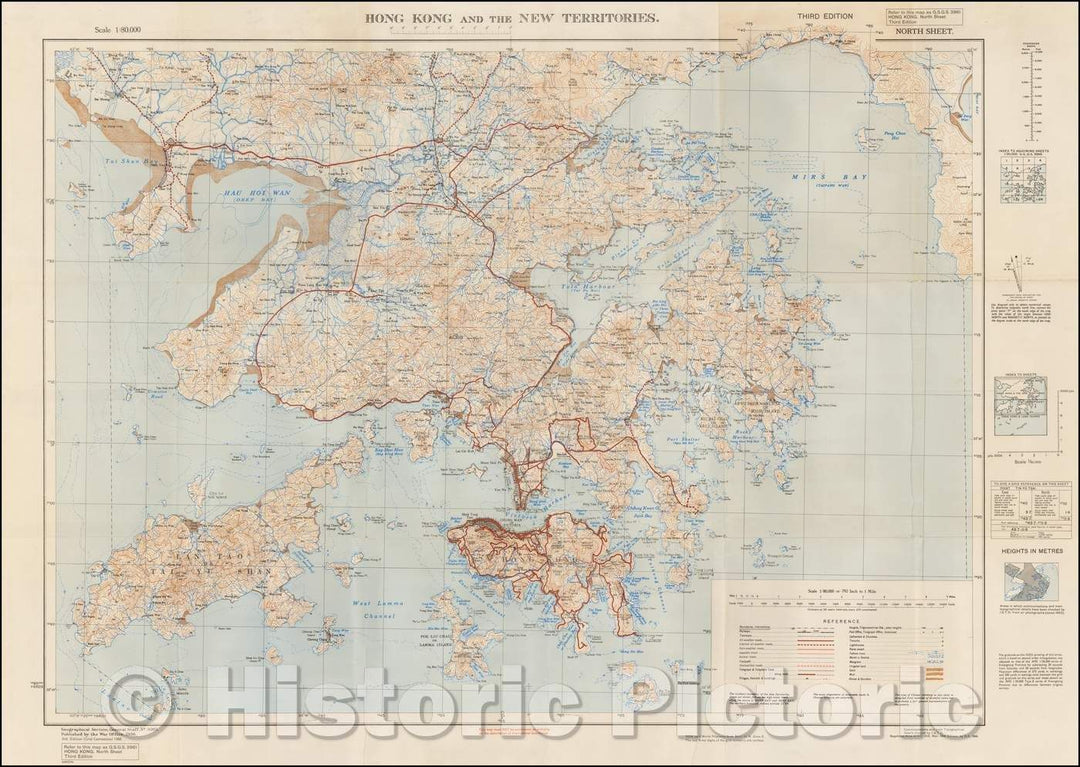 Historic Map - Hong Kong and the New Territories, 1949, Geographical Section, War Office (UK) - Vintage Wall Art