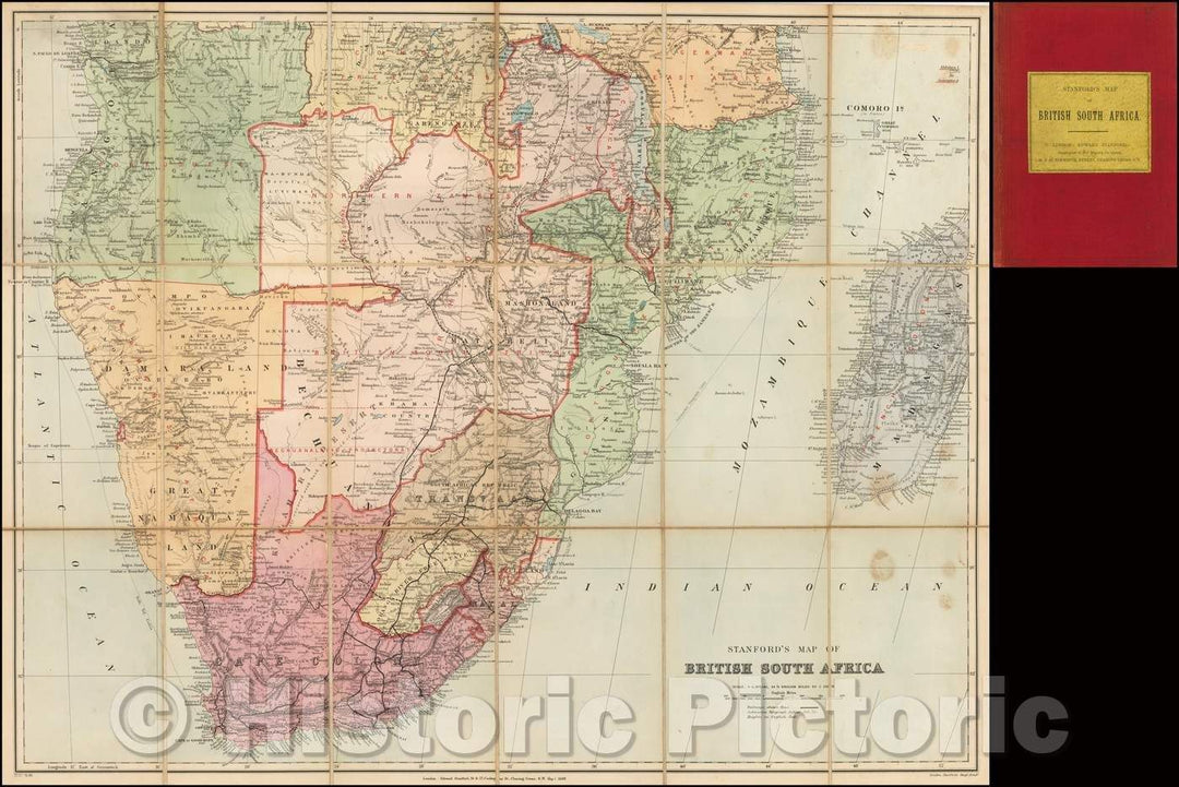 Historic Map - Stanford's Map of British South Africa, 1899, Edward Stanford - Vintage Wall Art