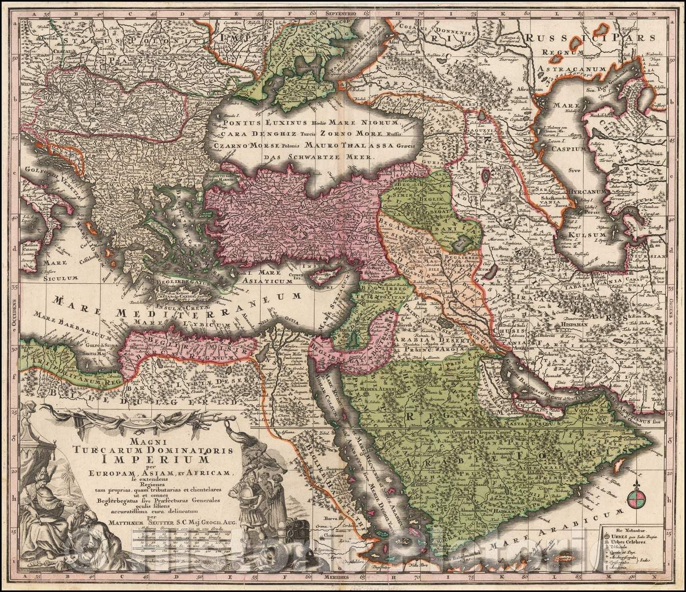 Historic Map - Magni Turcarum Dominatoris Imperium per Europam, Asiam, et Africam se extendens Regiones tam proprias quam tributarias et clientelares, 1740 v2