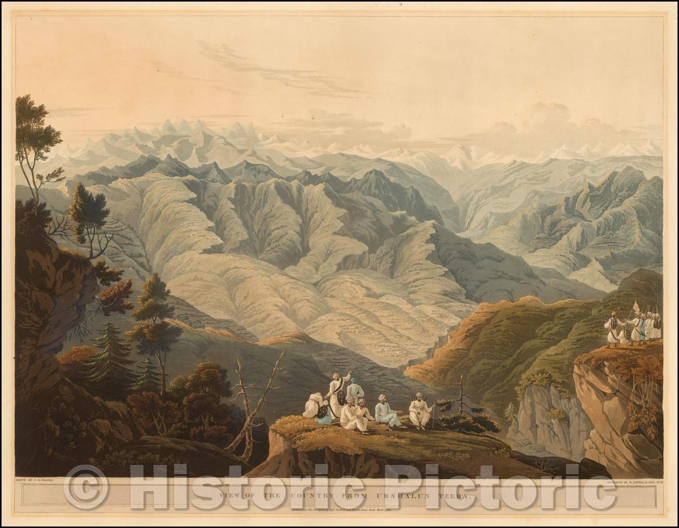 Historic Map - View of the Country from Urshalun Teeba, 1820, Robert Havell - Vintage Wall Art