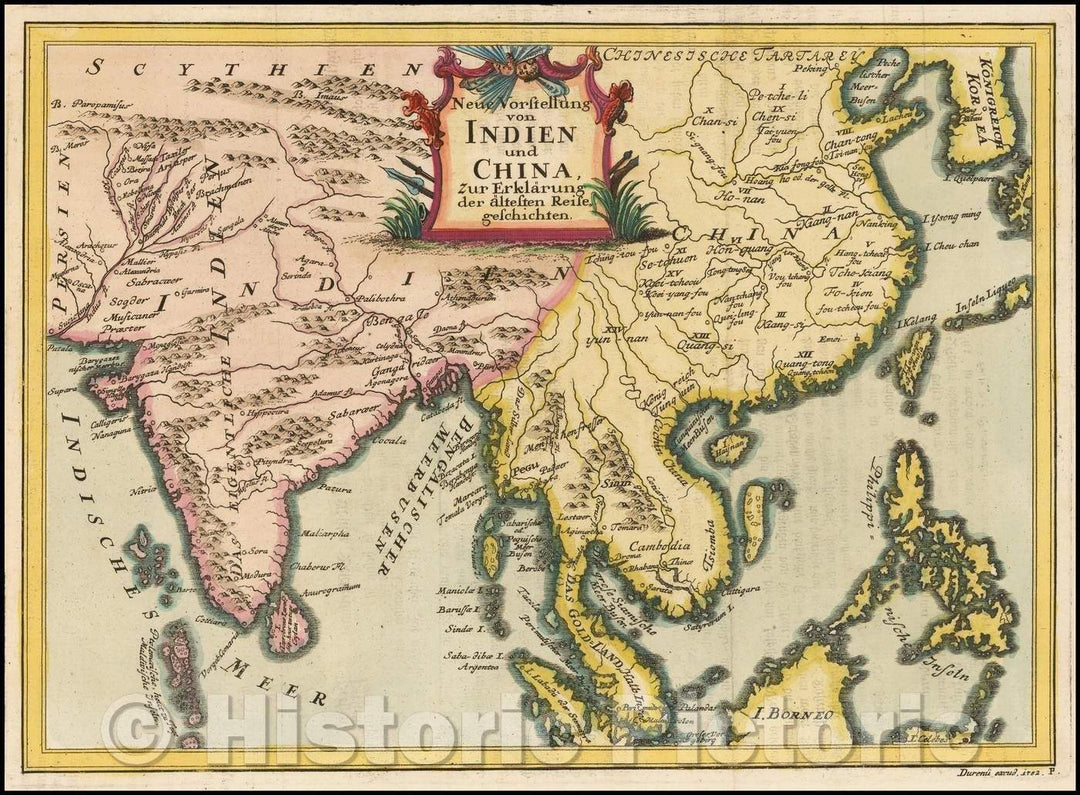 Historic Map - Neue Vorstellung von Indien und China zur Erkarung der altesten Reise geschichten :: Korea and the Philippines to India and Maldives, 1752 - Vintage Wall Art