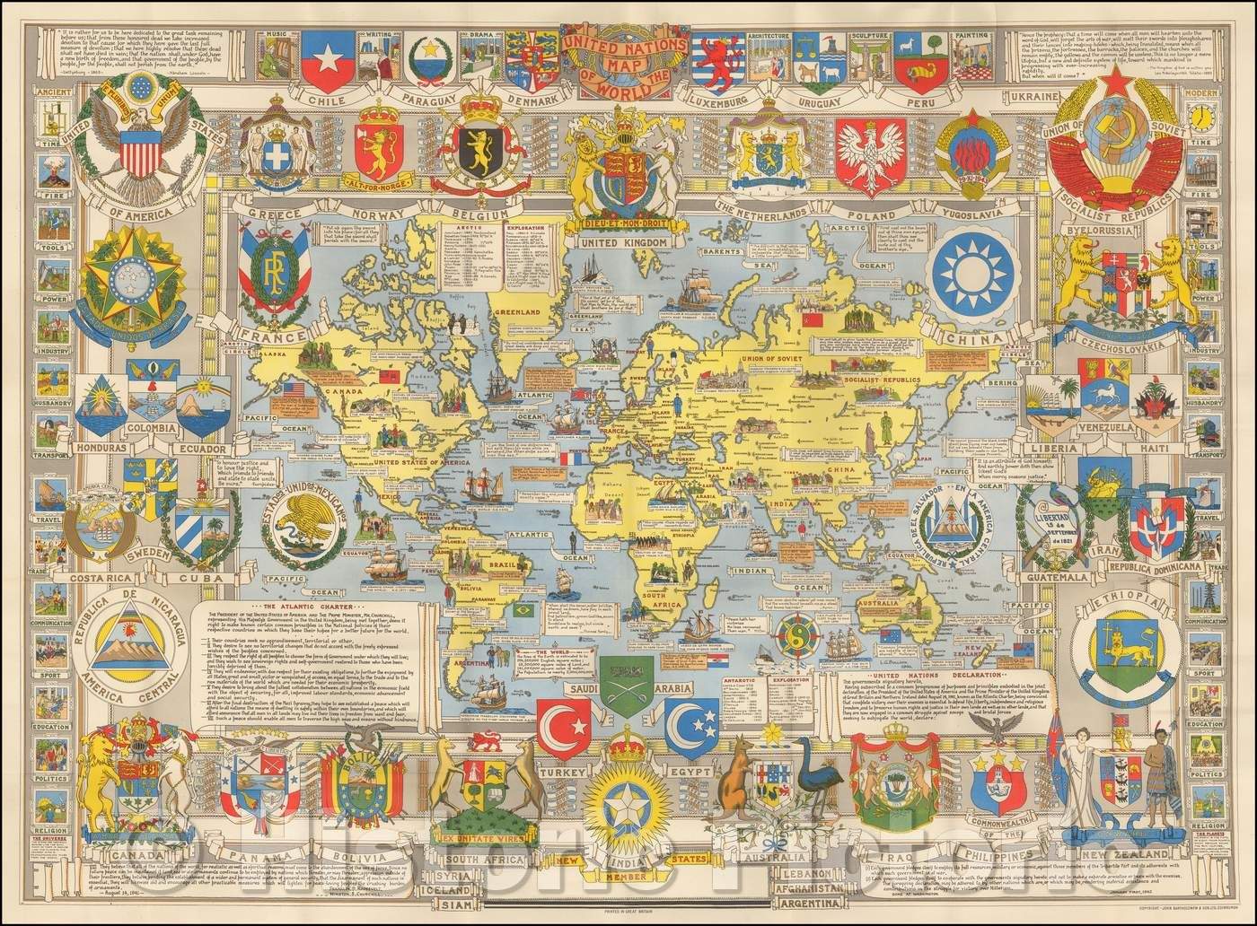 Historic Map - United Nations Map of the World, 1947, John Bartholomew v2