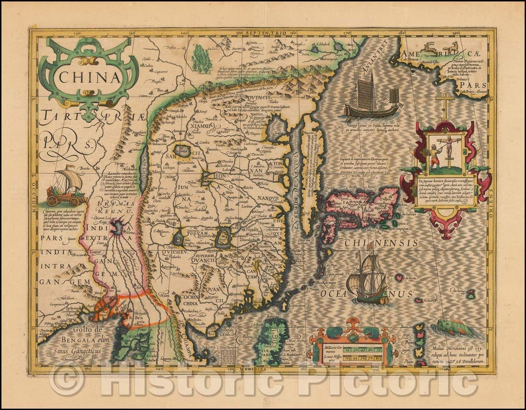 Historic Map - China, 1606, Jodocus Hondius - Vintage Wall Art