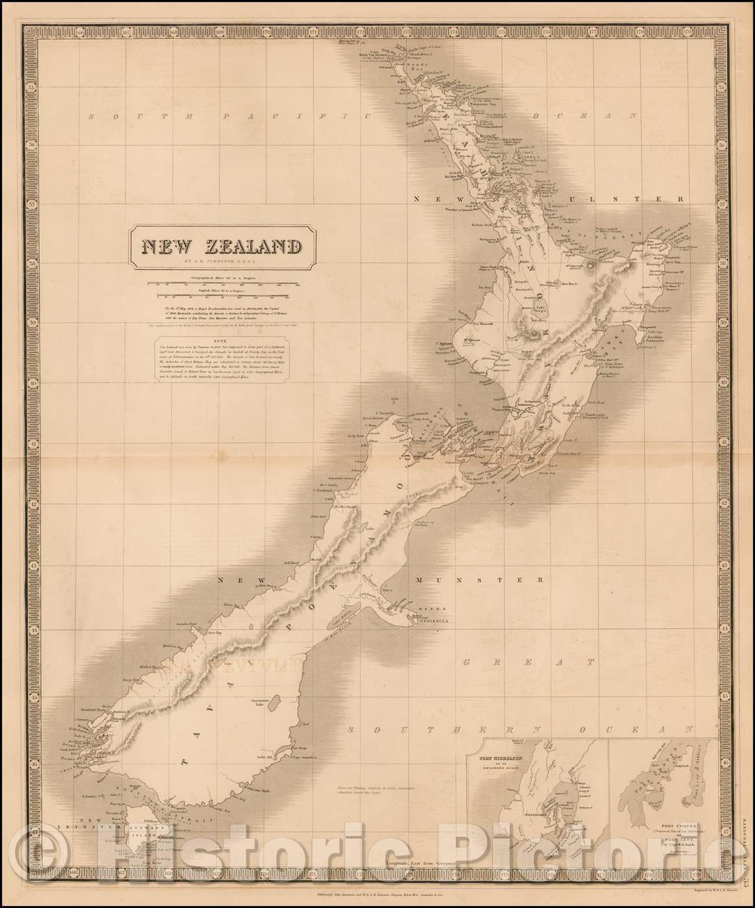 Historic Map - New Zealand, 1845, W. & A.K. Johnston v2