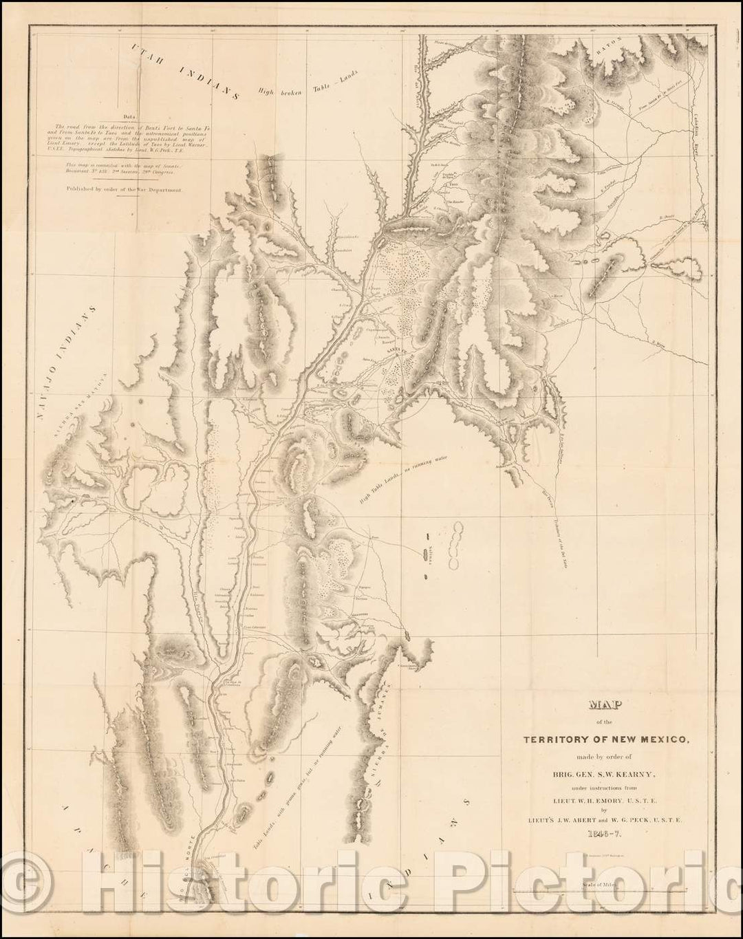 Historic Map - Map of the Territory of New Mexico Made, 1847, United States GPO - Vintage Wall Art